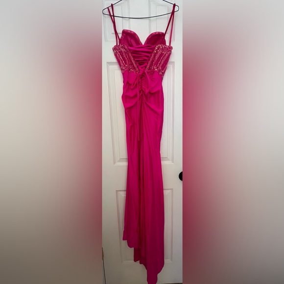 Ashley Lauren Designer hot pink beaded Prom Dress Size 00 - Picture 2 of 9